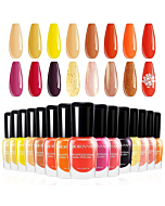 Morovan Nail Polish Set - Quick Dry Nail Polish Kit Non Toxic Nail Polish Orange Series Nail Polish 15 Color Suitable for Women and Girls Unique Glossy Salon Water Based Nail Polish