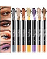 LSxia Cream Eye-Shadow Stick Makeup Cosmetics Eye Brightener Stick, Waterproof Cream Eye Shadow Pencil Crayon for Eyes, Glitter Shimmer Eyeshadow Stick with Soft Brush (08# Violet Shimmer)