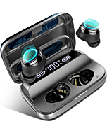 Motast Wireless Earbud, Bluetooth 5.1 Earbud with 140H Playtime, Bluetooth Headphones HiFi Stereo Noise Cancelling Wireless Earphones in Ear with Mic,USB-C Charging Case, Waterproof Sport Headset Grey