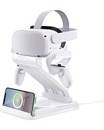 CNBEYOUNG Charging Dock Station Compatible with Meta Oculus Quest 2,VR Headset Display Stand Mount and Controller Holder,Wireless Charger Compatible with iPhone Series,Apple Watch Series&Airpods Pro