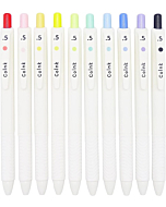 COLNK Color Gel Pens Fine Point 0.5mm for Jouranling Planners, Soft Touch,Retractable White Writing Pens Assorted Colors Ink, Office School Supplies Colorful Pens for Note Taking, Count-10