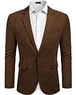 COOFANDY Mens Fashion Blazer Jacket 2-Button Corduroy Suit Jackets Casual Slim Fit Sport Coat Brown XL