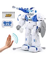 O WOWZON Upgraded Rc Robot Toys Rechargeable Intelligent Programmable Remote Control Educational New Robots 2.4GHz Gesture SensingWalking Dancing Shooting Age 6 7 8 9 10 Year Old Kids Boys Girls Gift