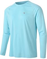 TBMPOY Men's Long Sleeve Rash Guard Shirts UPF 50+ Sun Protection Hiking Shirts Lightweight Outdoor Athletic Fishing Tops Light Blue XL