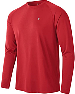 TBMPOY Men's Long Sleeve Rash Guard Shirts UPF 50+ Sun Protection Hiking Shirts Lightweight Outdoor Athletic Fishing Tops Red XL