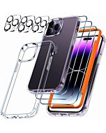 Milomdoi [10 in 1] for iPhone 14 Pro Max Case Clear with 3 Pack Screen Protector Accessories 3 Pack Camera Lens Cover Protective Slim Thin Cute Phone Cases Funda Compatible with MagSafe Women Men