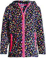 Lands' End Girls Softest Fleece Hooded Jacket Deep Sea Navy Confetti Kids Small