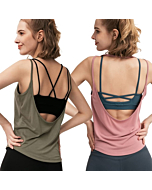 UNIOOO 2-Pack Workout Tops for Women Sleeveless Athletic Tank Top Shirts Backless Muscle Tank Running Tank Tops