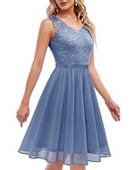 Women Formal Dress for Homecoming, 2022 Summer Bridesmaid Dresses for Wedding Guest, 1950s Vintage Cocktail Party Dress, Short Aline Prom Dress Dusty Blue L