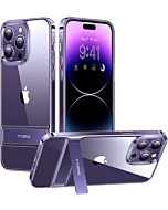 TORRAS Compatible for iPhone 14 Pro Max Case Clear with Stand, [10FT Military Grade Drop Tested] Protective Built-in Kickstand Cases for iPhone 14 Pro Max Phone Case MoonClimber, Deep Purple