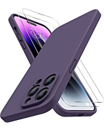 Miracase Designed for iPhone 14 Pro Max Case, with 2 Pack Screen Protectors,[Upgraded Enhanced Camera Protection],Shockproof Liquid Silicone Case with Microfiber Lining,6.7 inch(Dark Purple)