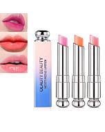 Minfei 3 Pcs Color Changing Lipstick Long Lasting Lip Balm Waterproof Moisturizing Lip Gloss Temperature Change Matte Nude Lipstick Non-Stick Cup Not Fade Lip Care for Women