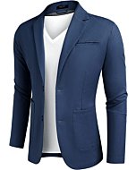 COOFANDY Men's Casual Linen Sport Coat Lightweight Travel Blazer Modern Suit Jacket Navy Blue