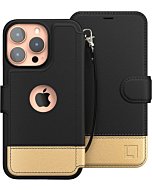 LUPA LEGACY iPhone 14 Pro Max Wallet Case for Women and Men, Case with Card Holder [Slim & Protective] for Apple 14 Pro Max (6.7”), Leather i-Phone Cover, Cute Phone Case, Black and Gold, Golden Dusk