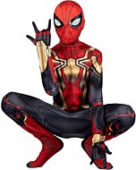 Marvel Integrated Spider-Man Official Youth Deluxe Zentai Costume - Stretch Spandex with Hidden Zippers and Wrist Slits