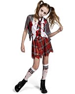 Spooky Schoolgirl Zombie Costume for Girls - Blood Splattered Uniform