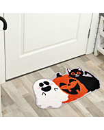 Halloween Bath Rug Pumpkin Ghost Black Cat Pattern Bath Mat Non Slip Shower Rugs Foot Mat Front Door Mat Carpet Floor Rug for Home Kitchen Bedroom Bathroom Living Room Decor By Whaline 