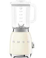 SMEG 50's Retro Blender in Cream with Stainless Steel Blade and 6-Cup Tritan Renew Pitcher.