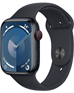 Apple Watch Series 9 Midnight Aluminum Case with Midnight Sport Band.