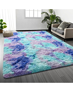 Deerhoo Large Shag Area Rugs 5 x 8, Tie-Dyed Plush Fuzzy Rugs for Living Room, Ultra Soft Fluffy Furry Rugs for Bedroom, Indoor Carpet Nursery Rugs for Kids Room Home Decor, Rainbow