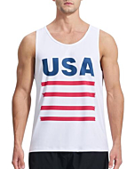 Men's athletic tank top in White with moisture-wicking fabric.