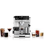 Ninja® Luxe Café Premier espresso machine with a sleek stainless steel design.