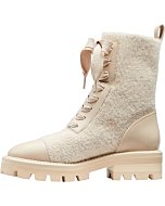 Kate Spade Winton Lug-Sole Combat Boots in Milk Gloss - Leather and knit upper with lug sole