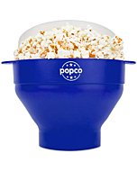 POPCO Silicone Microwave Popcorn Popper with Handles | Popcorn Maker | Collapsible Popcorn Bowl | BPA Free and Dishwasher Safe | 15 Colors Available (Blue)