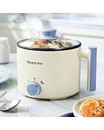 YOOLYQI Electric Hot Pot:1.5 L Ramen Cooker, Dual Power Mini Portable Multi-Functional Lazy Pot for Pasta, Noodles, Egg, Soup, Non-Stick Noodle Cooker with Boil Dry Protection for Dorm, Office (Beige)