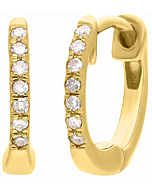 Diamond Earrings in 18k Yellow Gold over Silver Huggie Hoop Earrings with Natural Diamonds 0.07 Carat (G-H Color, SI1-SI2 Clarity) Fine Jewelry For Women Gifts, Handcrafted Earrings