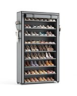 LANTEFUL Shoe Rack with Covers 10 Tier Tall Shoe Rack Organizer Large Capacity Shoe Shelf Storage 40 Pairs Space Saving Free Standing Shoe Storage Organizer for Closet, Entryway, Dorm, Grey