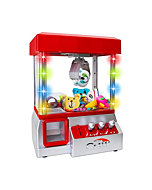 Bundaloo Claw Machine Arcade Game - Electronic Mini Candy and Toy Grabber Dispenser for Kids - with Lights Sound & 4 Mini Plush Animals (Red)