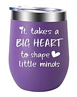 Teacher Gifts- Teacher Christmas Gifts - "It Takes a Big Heart to Shape Little Minds" 12oz Tumbler/Mug - Cute Idea for Appreciation Week, Women, Virtual Teaching, Best, Thank You, Birthday, Best