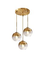 KCO Lighting Gold Gradient Pendant Light Glass Globes Hanging Adjustable Farmhouse Island Lighting 3-Light Large Glass Pendant Light Fixtures Colorful Hanging Lamps for Living Room Kitchen Bedroom