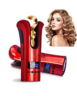 Yitrust Automatic Curling Iron, Auto Ceramic Ionic Barrel,Hair Curler,Anti-Tangle Curling Iron Wand with Digital LCD Temps & Timer, Portable Spin Hair Iron-Red