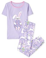 The Children's Place girls Short Sleeve Top and Pants Pajama Set Easter Bunny Kids - PJ set 16