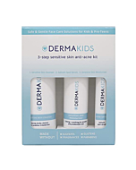 Dermakids 3-Step Anti-Acne Kit - Safe & Gentle Face Care Solutions for Kids & Pre-Teens - Tree Bark Facial Cleanser, Salicylic Acid Serum, Moisturizer - Skincare & Cleansing Products for Boys & Girls