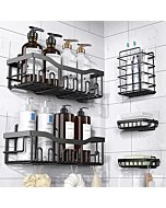 EUDELE Shower Caddy 5 Pack,Adhesive Shower Organizer for Bathroom Storage&Home Decor&Kitchen,No Drilling,Large Capacity,Rustproof Stainless Steel Bathroom Organizer,Shower Shelves for Inside Shower