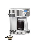 Hamilton Beach 49933 2-Way 12 Cup Programmable Drip Coffee Maker & Single Serve Machine, Glass Carafe, Auto Pause and Pour, White