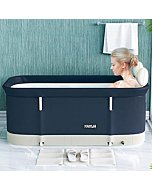 W WEYLAN TEC 47 inch Foldable Bath Tub Wide Bathtub with Bath Pillow Bath Seat Concise No Pump