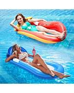 Inflatable Pool Floats Adult Size, 2 Pack Swimming Pool Lounger with Headrest, Pool Float with Mesh, Multi-Purpose Pool Lounge Floats for Outdoor, Summer Water Pool Party