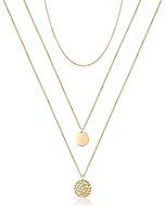 Gold layered choker necklace with Y pendant and bar disc