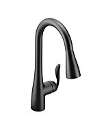 Moen Arbor Matte Black One-Handle Pulldown Kitchen Sink Faucet Featuring Power Boost and Reflex Docking System, Black Kitchen Faucet with Pull Down Sprayer, 7594BL