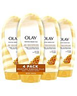 Body Wash by Olay, Moisture Ribbons Plus Shea + Manuka Honey Body Wash, 18 fl oz (Pack of 4)