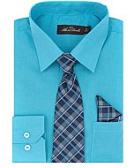 Alberto Danelli's Boys Long Sleeve Dress Shirt with Matching Tie and Handkerchief, 4, Tropicana