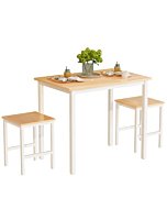 Recaceik 3 Piece Dining Table Set, Modern Bar Table Set w/ 2 Stools Kitchen Table Set for 2 Compact Design Kitchen Bar Table and Chairs for Dining Room, Living Room, Apartment, Small Space (Beige)