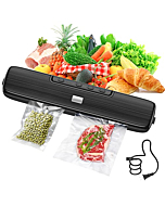 Vacuum Sealer Machine Food Vacuum Sealer for Food Saver Automatic Air Sealing System for Food Storage Dry and Moist Food Modes Compact Design 12.6 Inch with 15Pcs Seal Bags Starter Kit