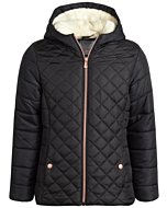 KENSIE GIRL Girls' Winter Jacket – Weather Resistant Lightweight Quilted Bubble Puffer Windbreaker Coat (7-16), Size 14/16, Black