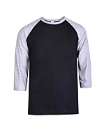 TOP PRO Men's 3/4 Sleeve Casual Raglan Jersey Baseball Tee Shirt (S, Heather Gray/Black)