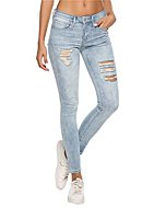 Resfeber Women's Ripped Boyfriend Jeans Stretch Distressed Jeans Capri Mom Jean with Hole